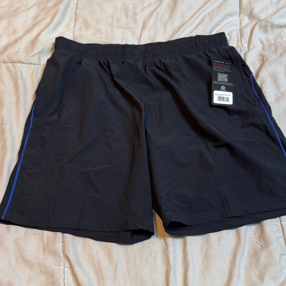 Layer 8 Men's Black Shorts with Blue Accents